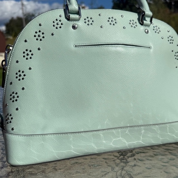 Coach Light Green Satchel with Floral Cutouts - Picture 2 of 12